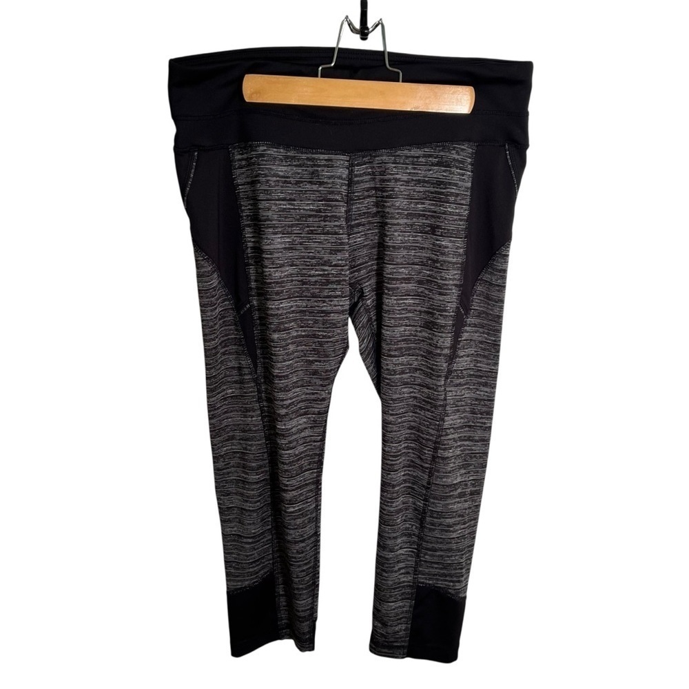 Active Life 90 Degree by Reflex Women's Legging Black Grey Space Dye Stripe